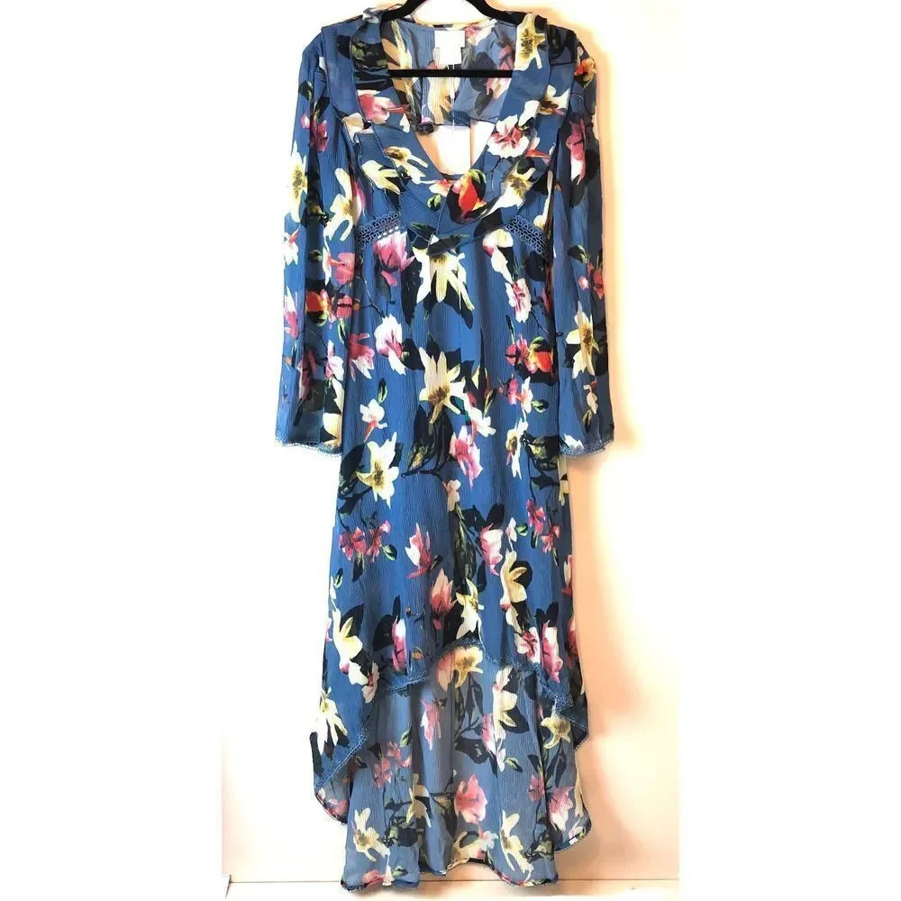Foxiedox | Sweetwater Blue Floral High Low Dress - Picture 2 of 8
